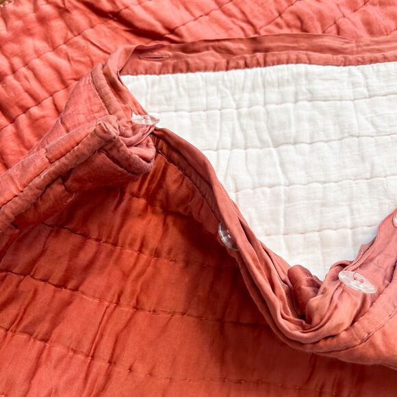 Pottery Barn Coral Silk Channel Stitch 27" Euro Sham Pillow Case Square Preppy - Picture 2 of 10